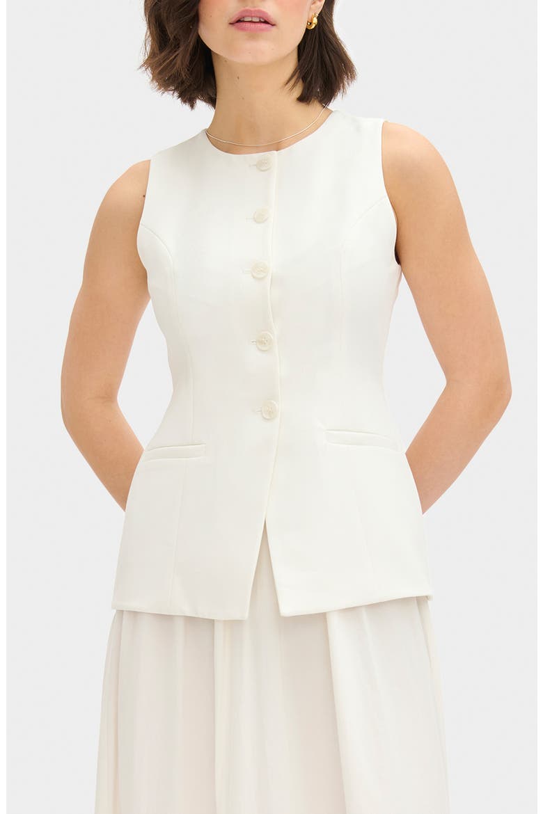 Harley Mixed Media Sleeveless Dress, Main, color, WHITE