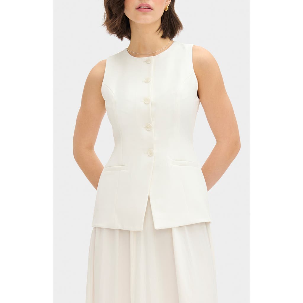 ALIGNE Harley Mixed Media Sleeveless Dress in White at Nordstrom, Size 0