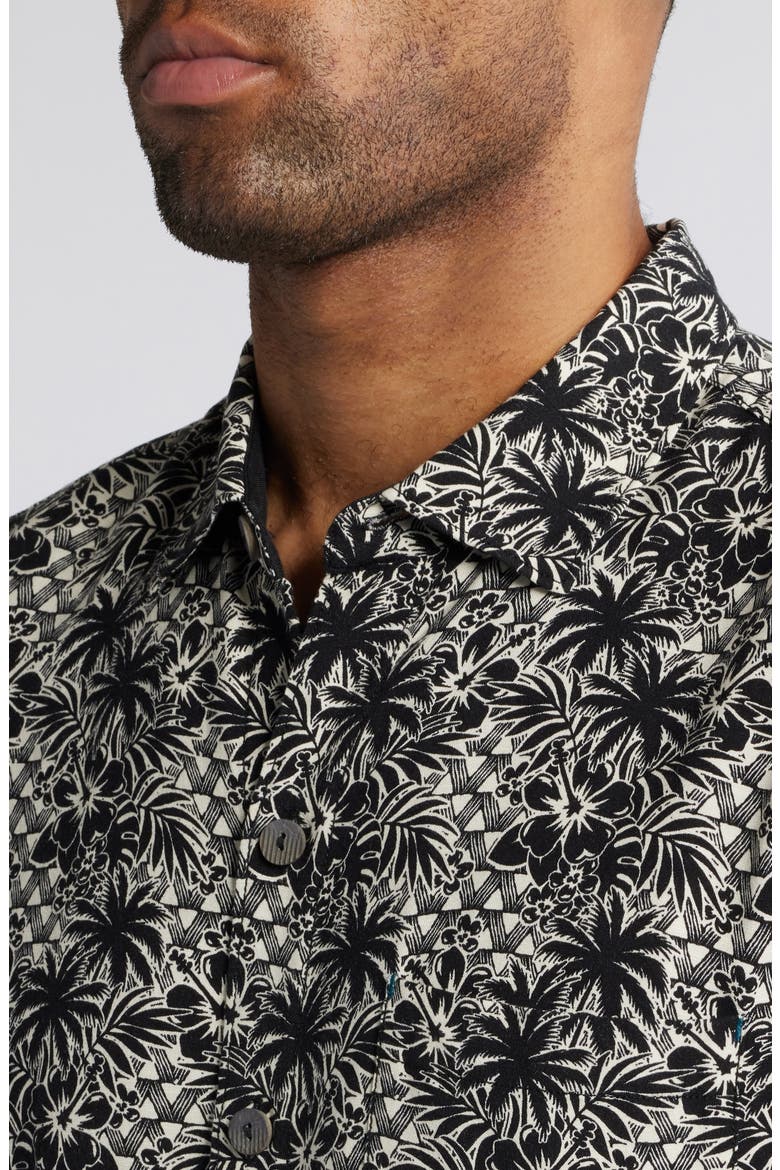 Veracruz Cay Palm Cascade Short Sleeve Button-Up Shirt, Alternate, color, BLACK