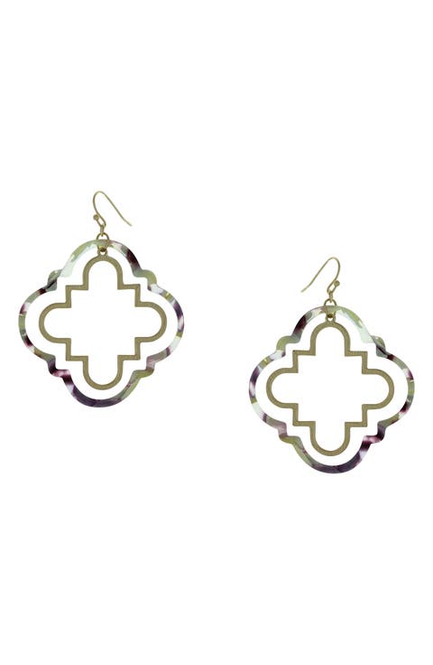 Aria Geometric Quatrefoil Drop Earrings