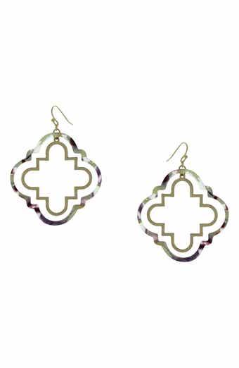 OLIVIA WELLES Aria Geometric Quatrefoil Drop Earrings