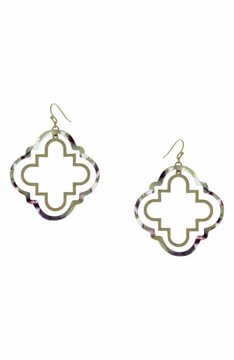 OLIVIA WELLES Aria Geometric Quatrefoil Drop Earrings
