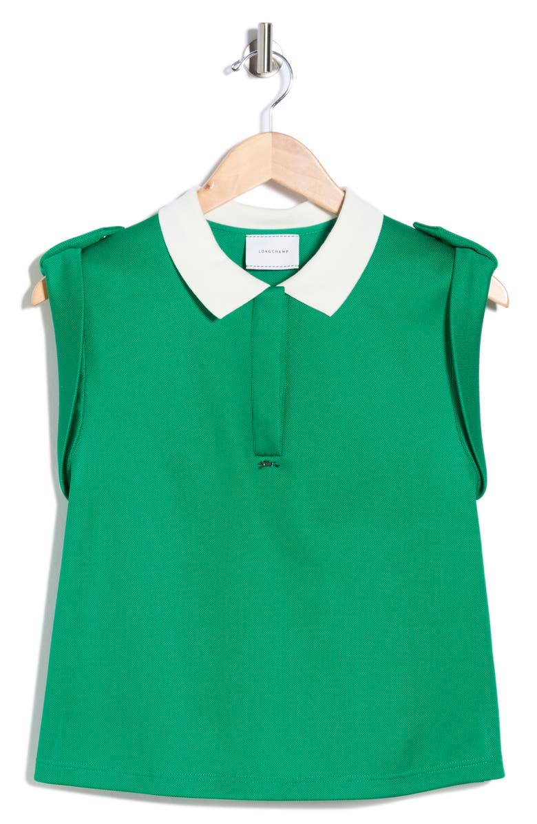 Longchamp Cap Sleeve Polo, Main, color, Grass
