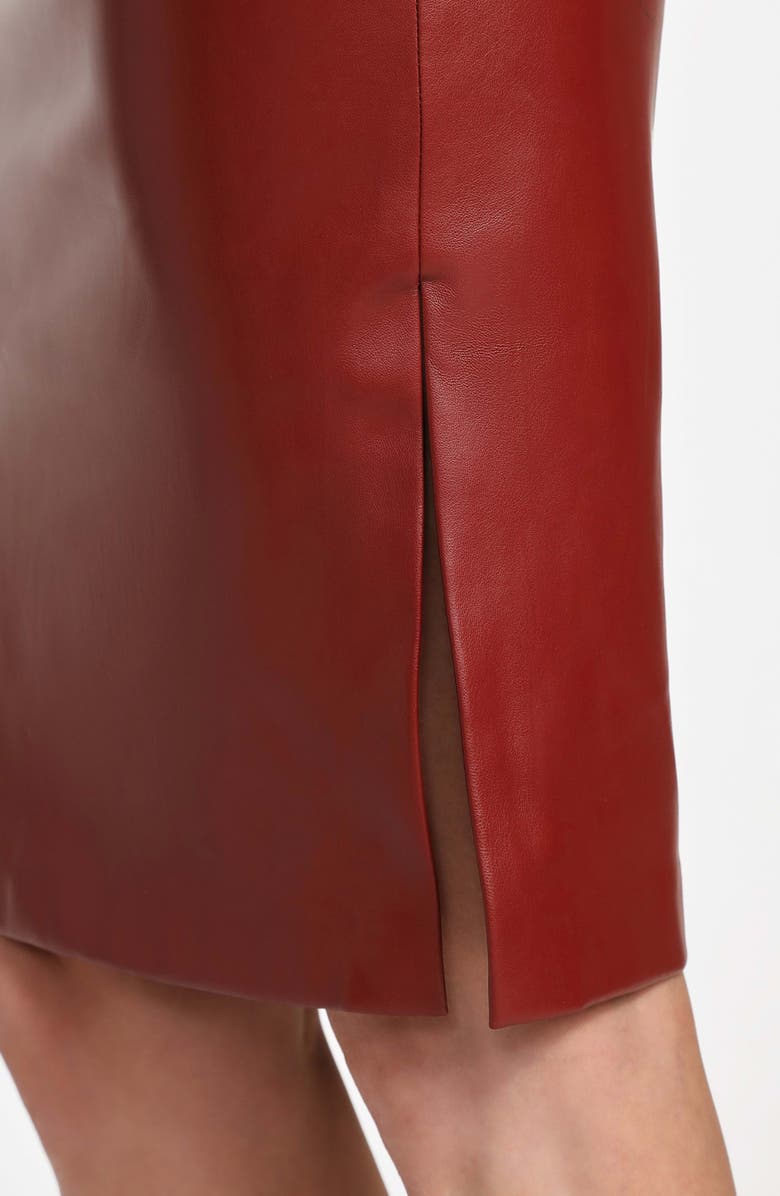 Marciano Fergie Ruched Sleeveless Faux Leather Dress, Alternate, color, Dark Jam Red