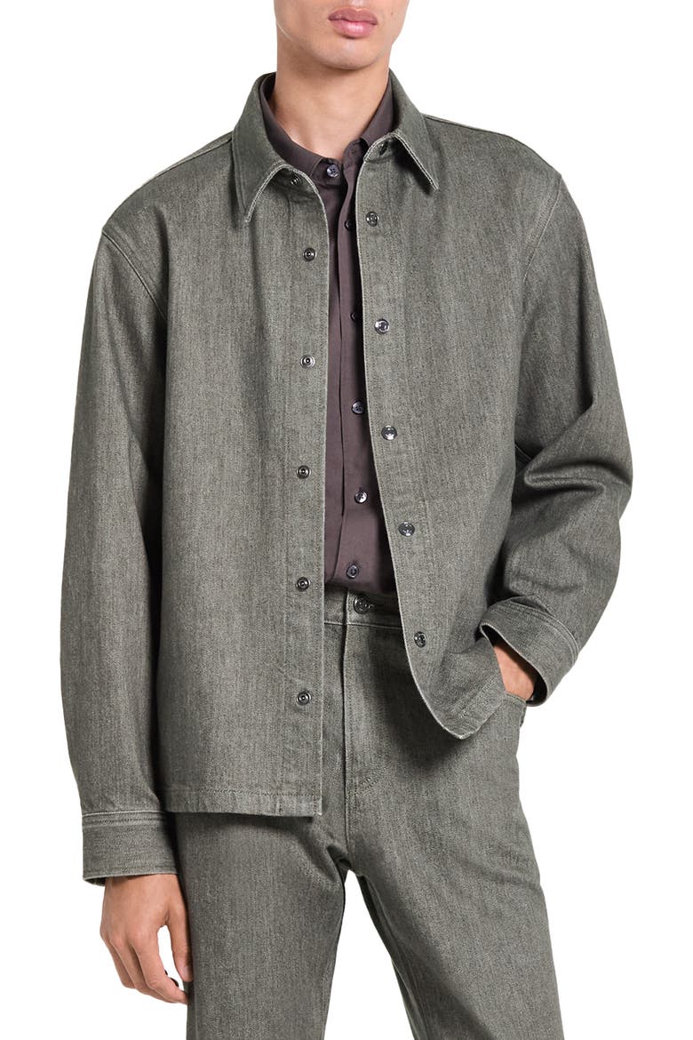 Stretch Cotton Denim Overshirt, Main, color, ARMY - F07