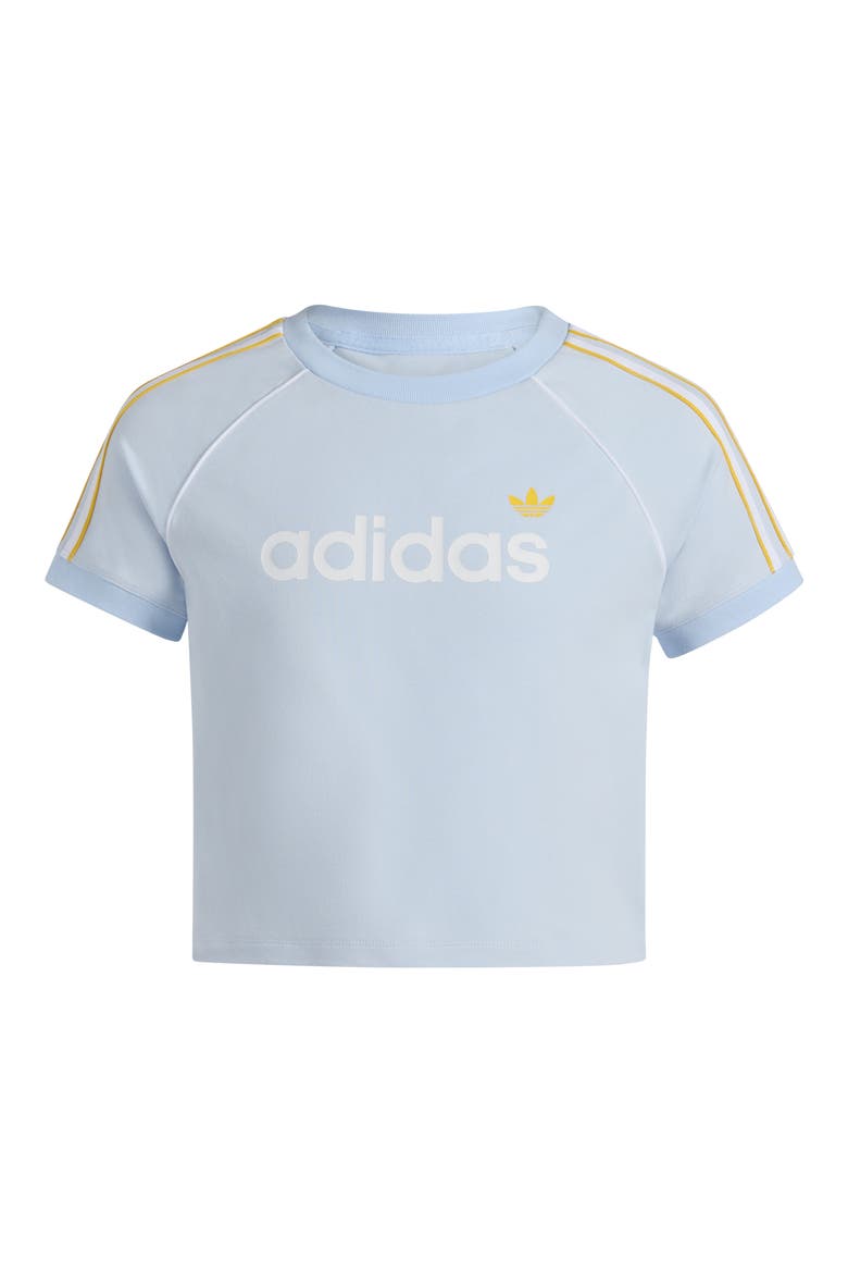 Kids' 3-Stripes Crop T-Shirt, Main, color, LIGHT BLUE