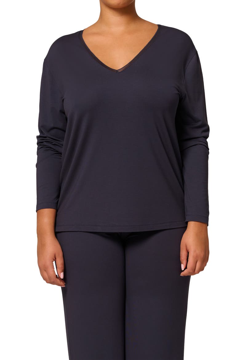 Aurore V-Neck Pajama Top, Alternate, color, FULL MOON