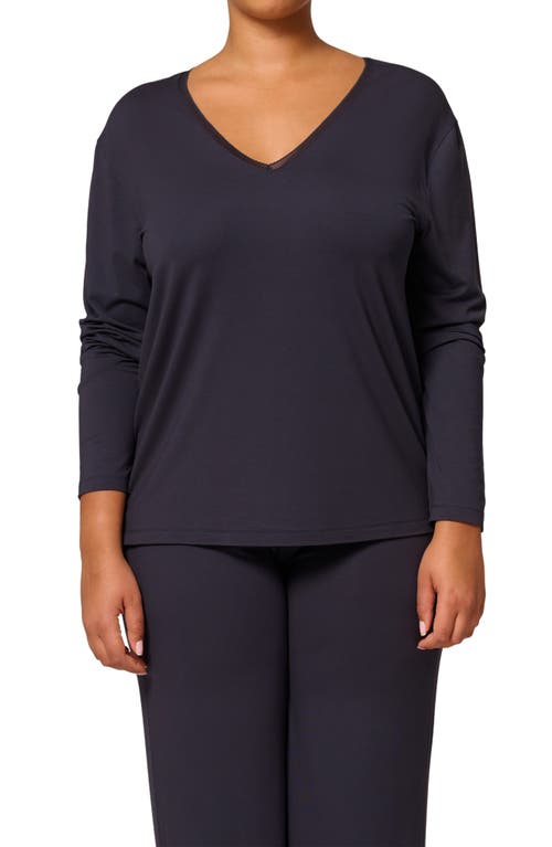 Simone Perele Aurore V-neck Pajama Top In Black