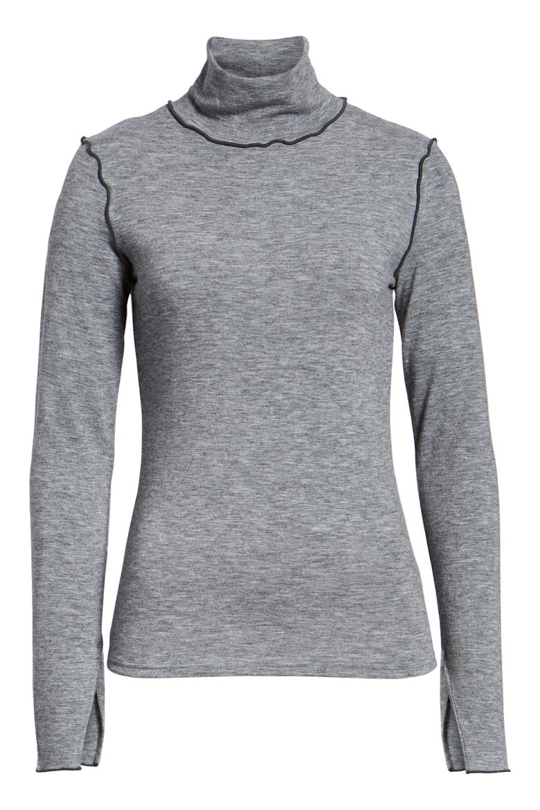 Contrast Stitch Mock Neck Top (Nordstrom Exclusive), Alternate, color, GREY DARK HEATHER