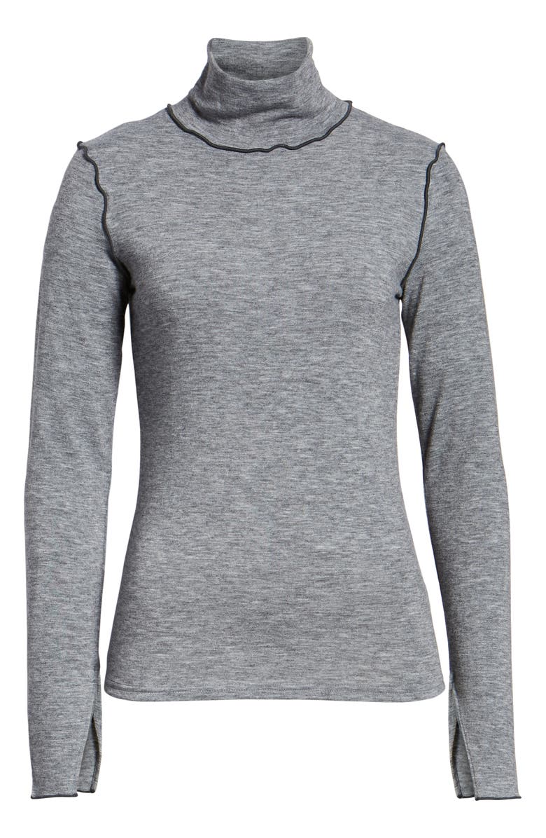 Something Navy Contrast Stitch Mock Neck Top, Alternate, color,