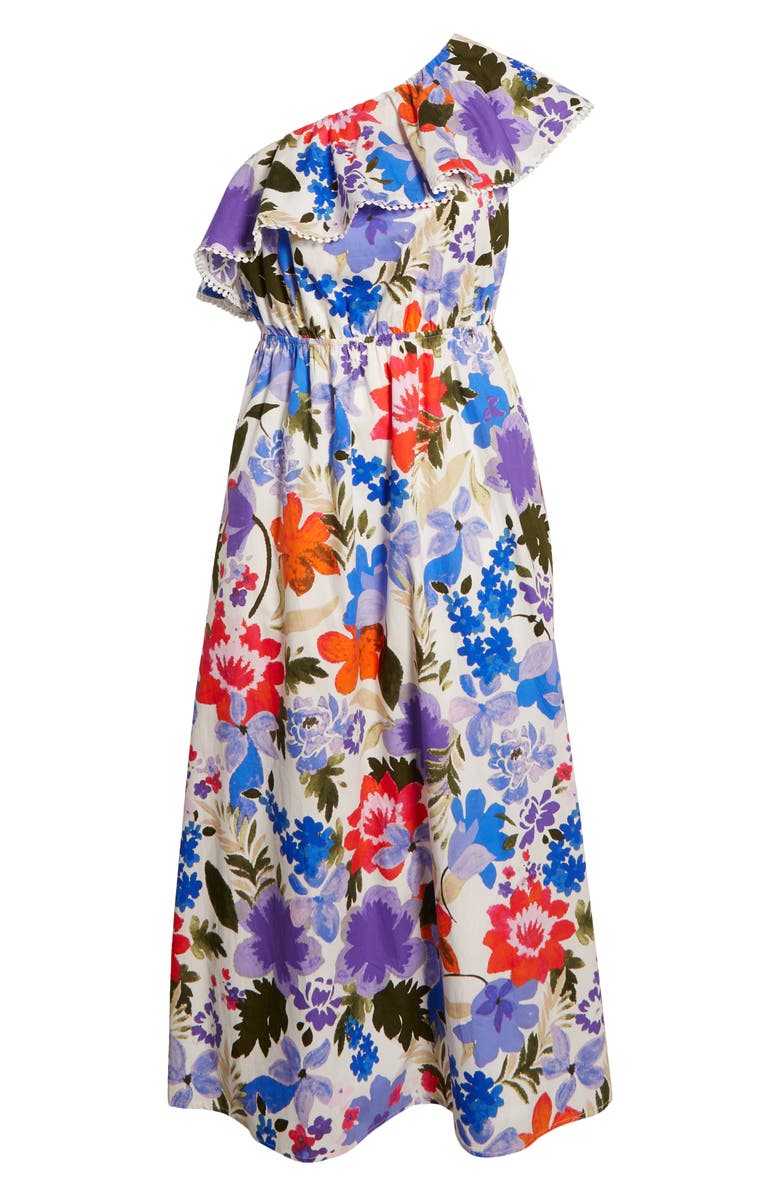 SUGARLIPS Amania Floral Suraya One-Shoulder Cotton Maxi Dress, Alternate, color, Blue/ Purple