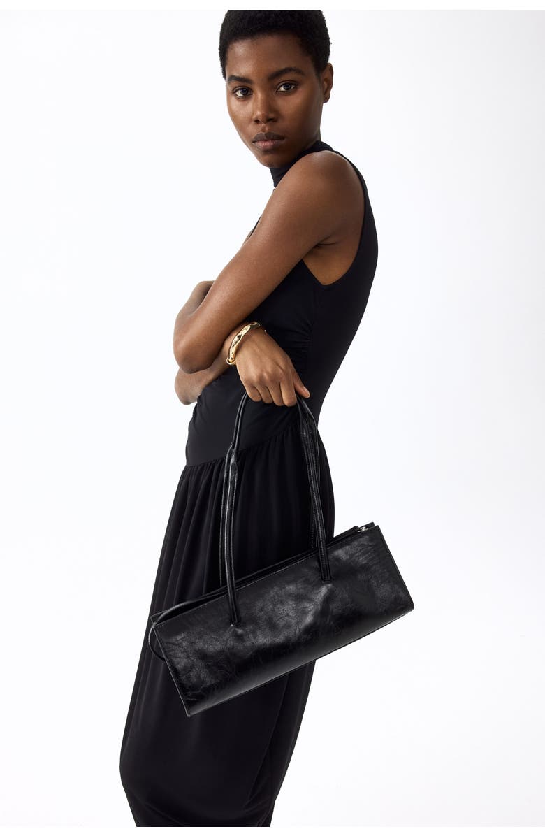 H&M Draped Turtleneck Dress, Alternate, color, Black