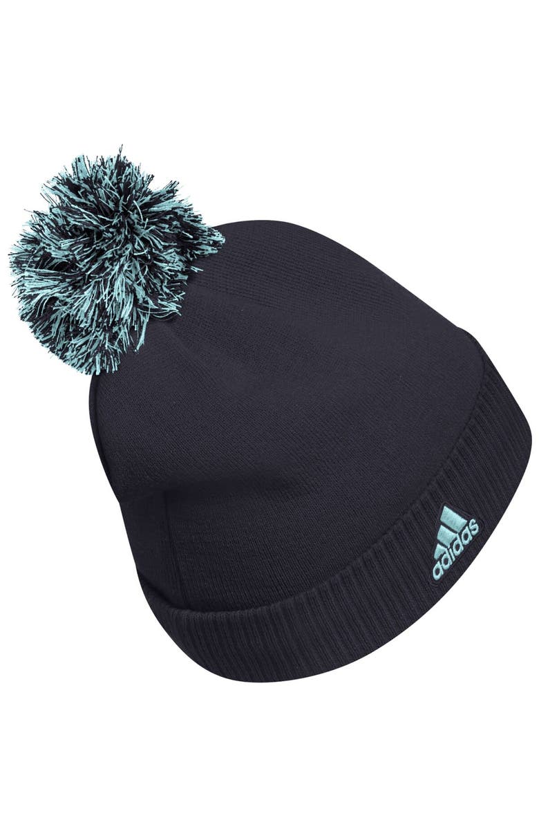 adidas Men's adidas Navy Seattle Kraken COLD.RDY Cuffed Knit Hat with Pom, Alternate, color, 