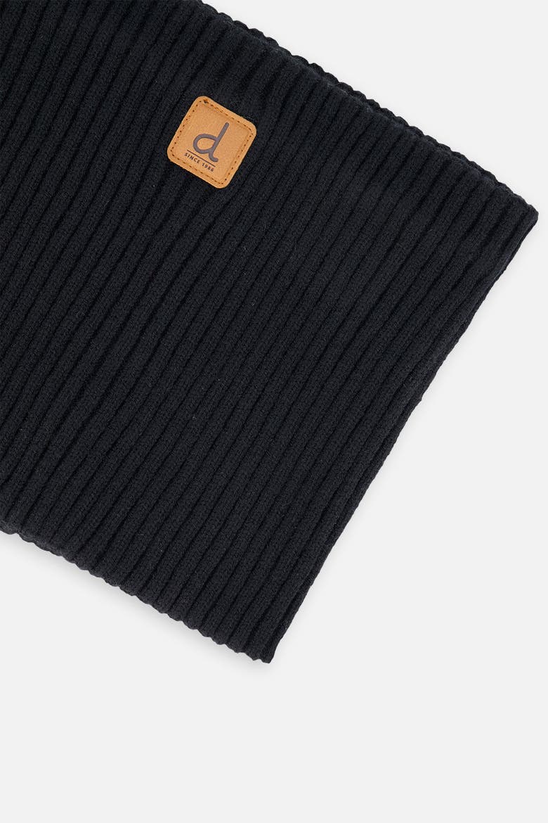 Ribbed Knit Tube Logo Patch Neckwarmer, Alternate, color, Black