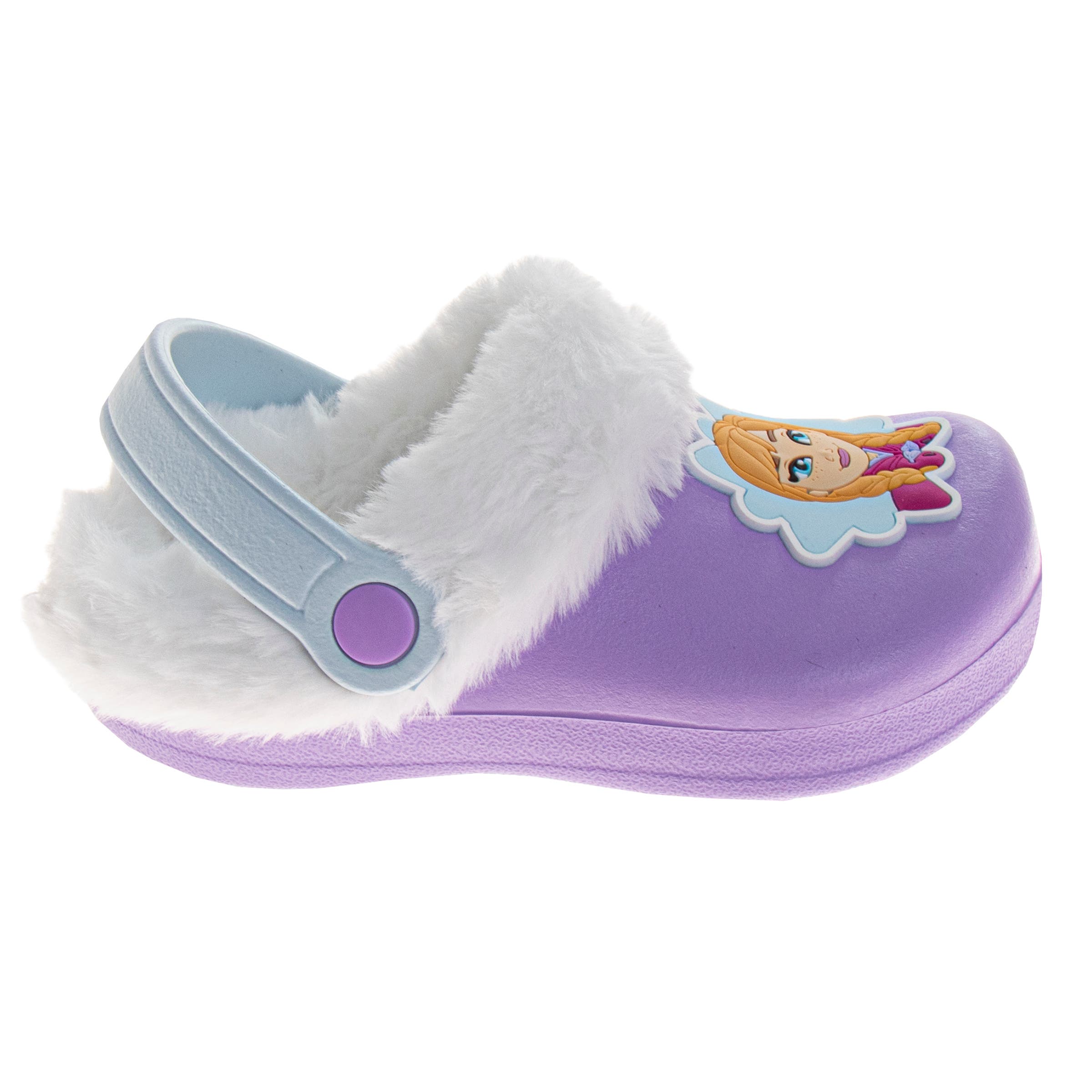 Disney Frozen Anna and Elsa Girls' Clogs - Fuzzy, Fleece-Lined, and Warm Garden Shoes, Alternate, color, Lilac