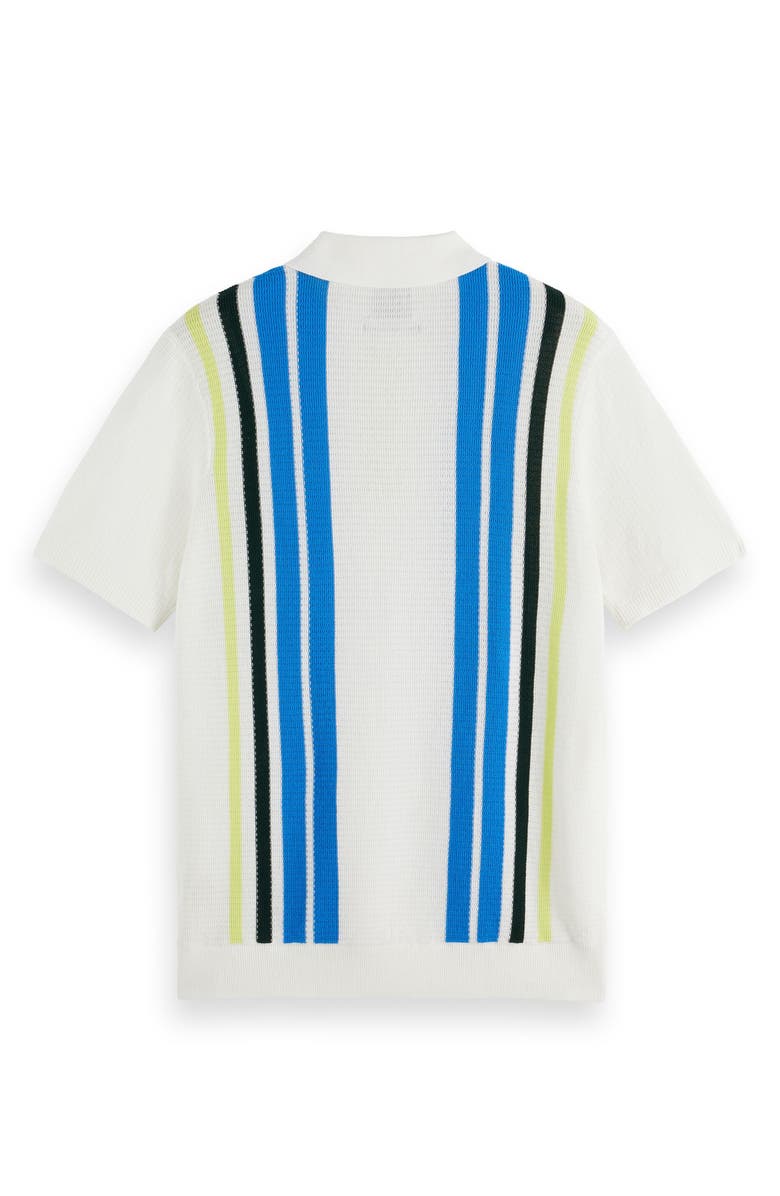 Scotch & Soda Stripe Textured Cotton Knit Polo, Alternate, color, Swan