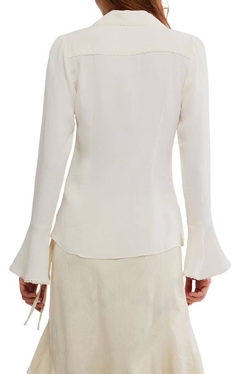 Free People Melrose Bell Sleeve Button-Up Shirt, Alternate, color, Whisper White
