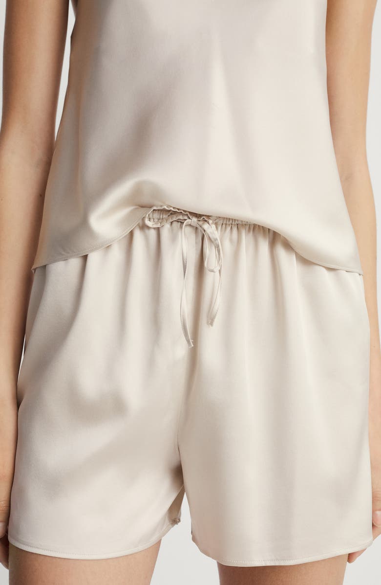 MANGO Stretch Silk Pajama Shorts, Main, color, Light/ Pastel Grey