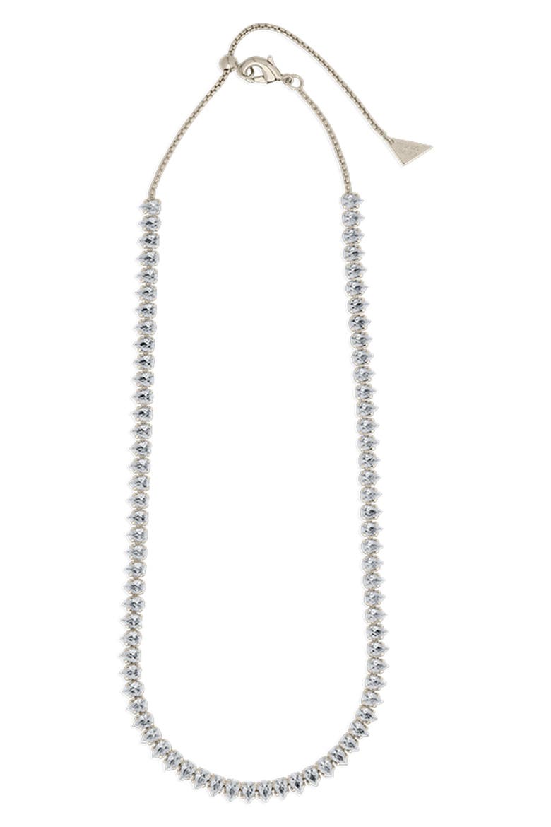 Pear Cut Tennis Necklace, Alternate, color, SILVER