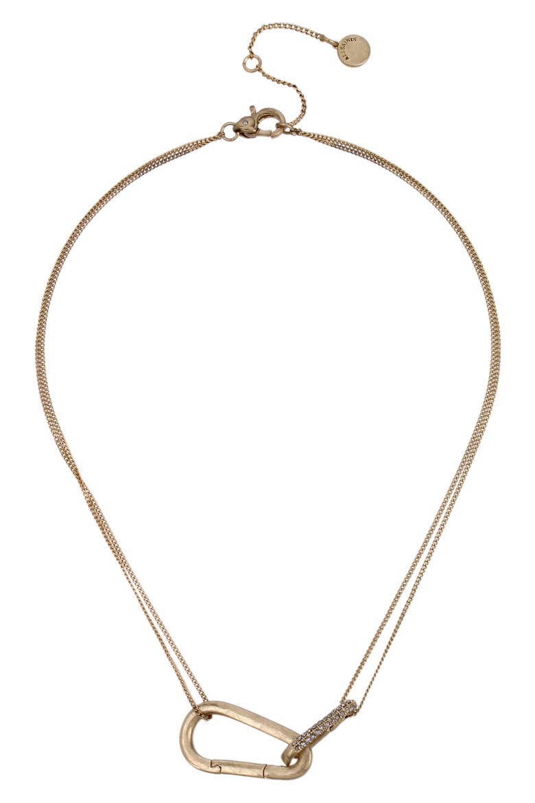 Carabiner Pendant Necklace, Main, color, WARM BRASS