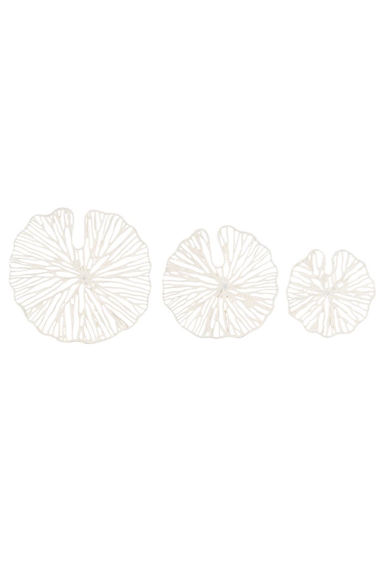 Handmade White Coral Shaped Paper & Metal Wall Décor, Main, color, White
