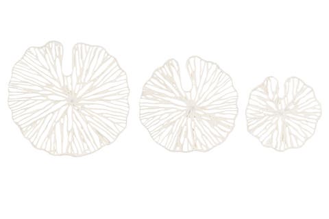 Handmade White Coral Shaped Paper & Metal Wall Décor (Set of 3 Sizes)