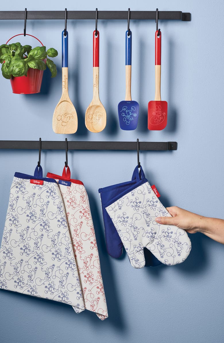 Disney Mickey Bon Voyage Set of 2 Oven Mitts, Alternate, color, Blue/ Red