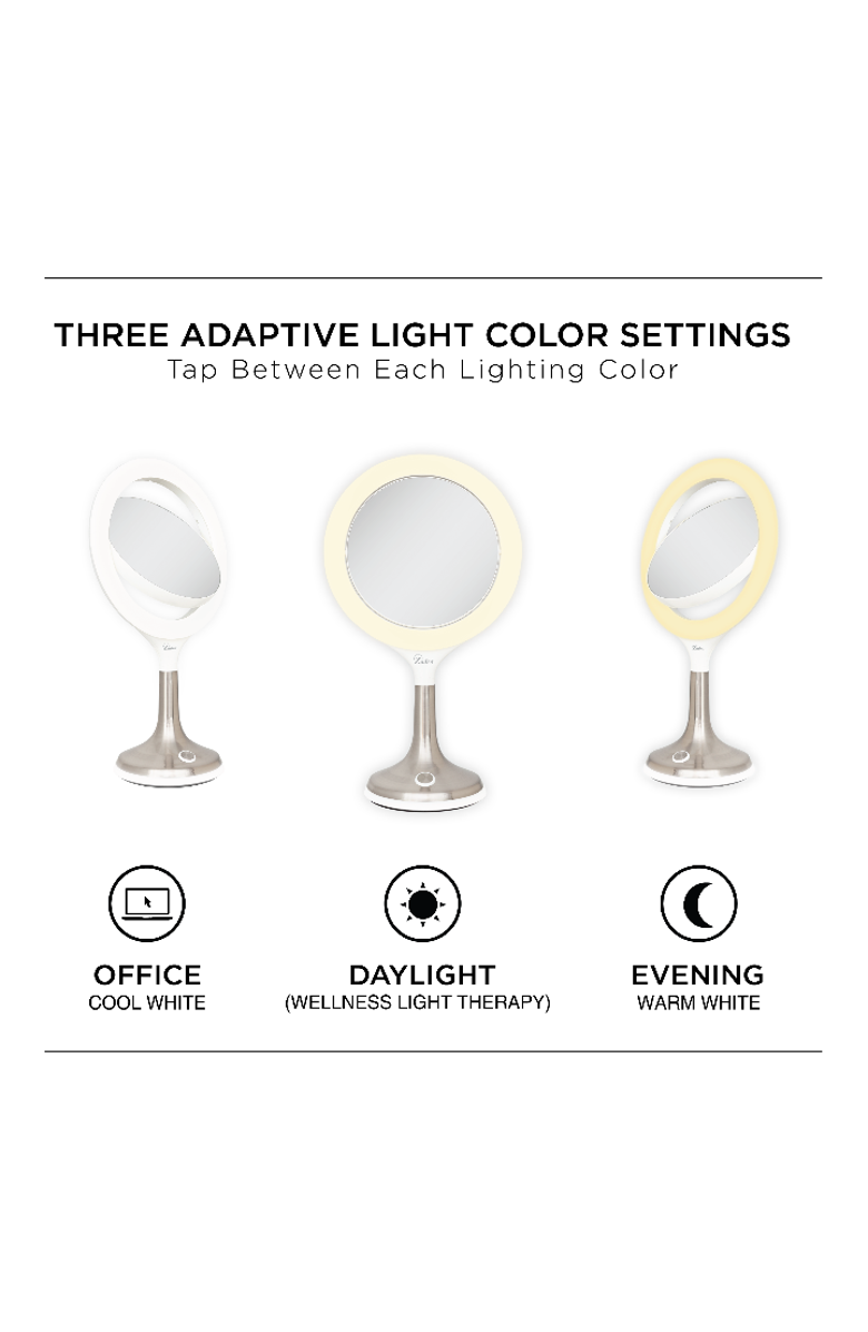 Zadro Mood Therapy Lighted Makeup Mirror with 8X/1X Magnifications, Alternate, color, White