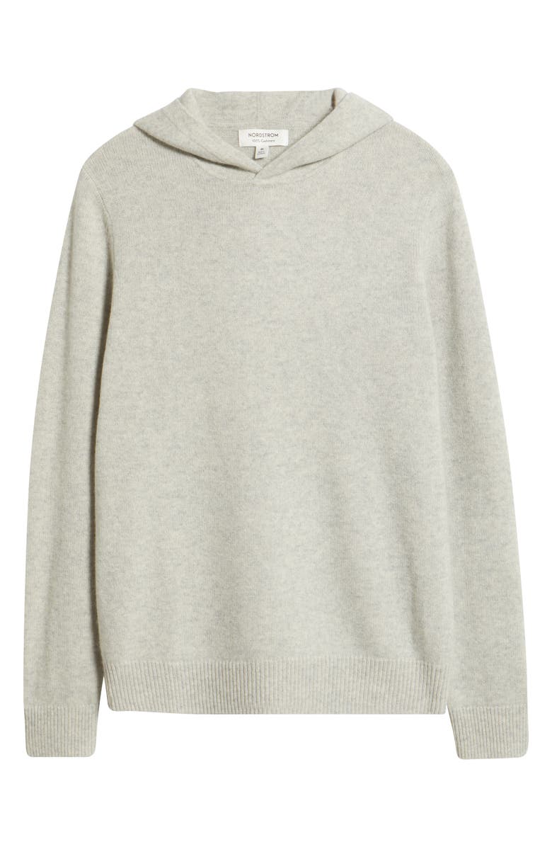 Nordstrom Luxe Cashmere Hooded Sweater, Alternate, color, Grey Heather