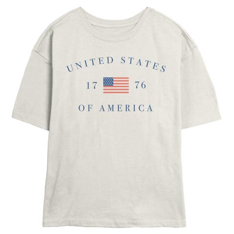 Junior's United States of America 1776 Short Sleeve Skimmer T-Shirt