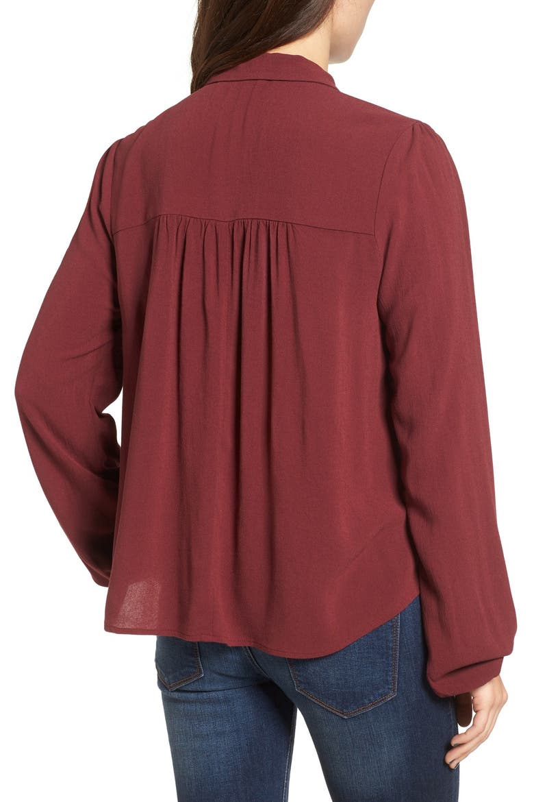 Tie Neck Blouse, Alternate, color, BURGUNDY