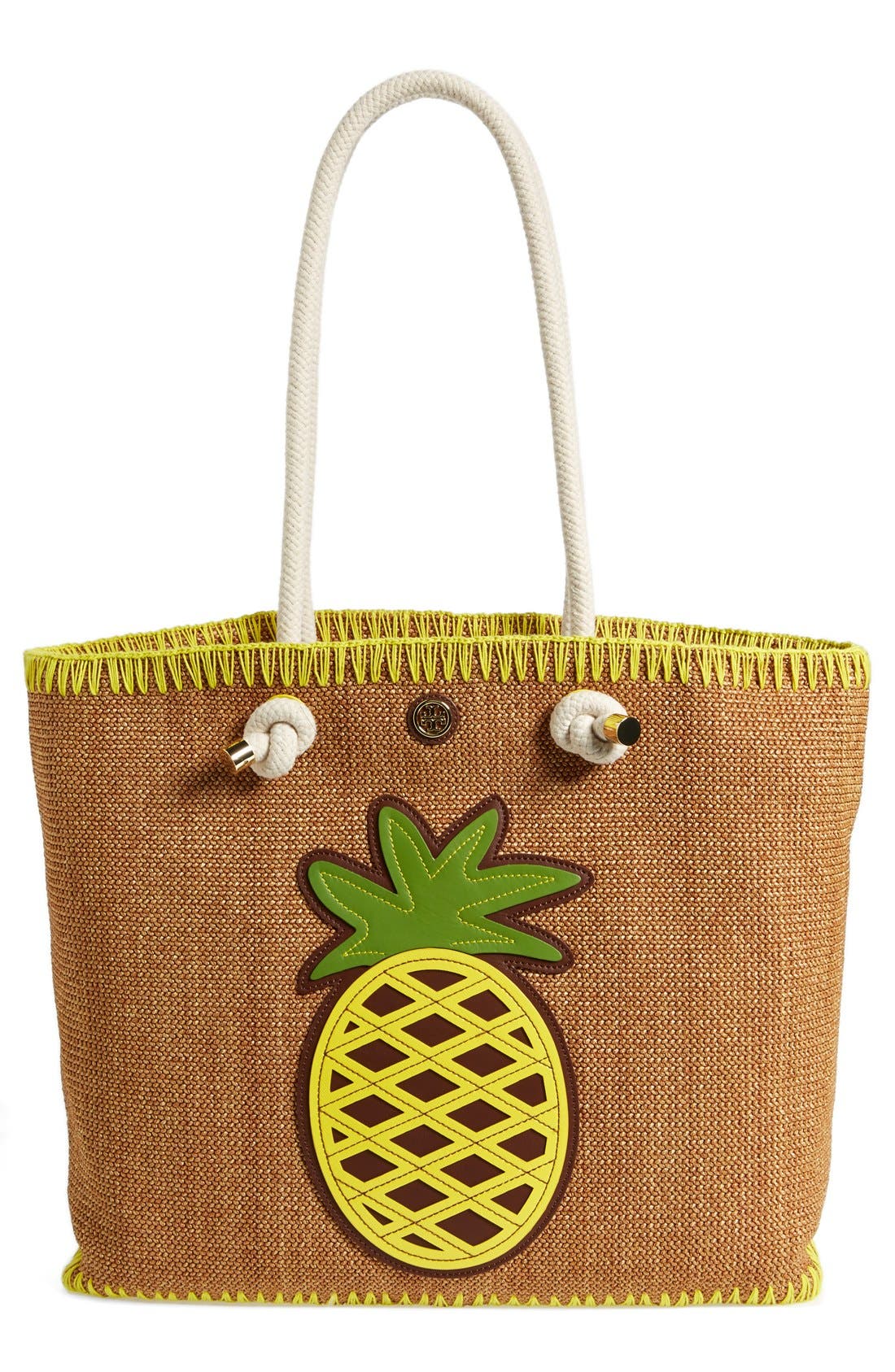 'Pineapple' Woven Tote, Main, color, NATURAL