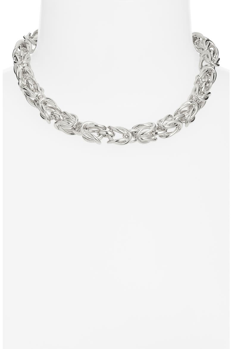 Byzantine Collar Necklace, Alternate, color, SILVER