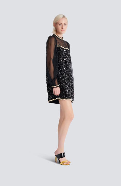 Balmain Chiffon And Beaded Sequin Dress