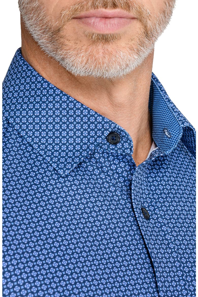 Medallion Geometric Slim Fit Pique Shirt, Alternate, color, NAVY/ PURPLE
