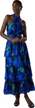 Coast Tiered Halter Tie Neck Maxi Dress