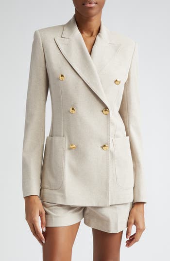【送料&関税込】Max Mara Beige Vanadio Blazer MAX MARA Vanadio double-breasted grain de poudre cotton