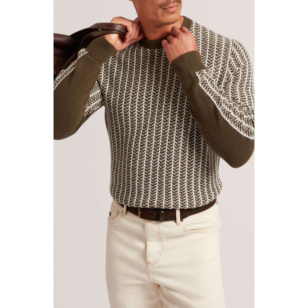 Ted Baker Frankez Textured Herringbone Sweater In Brown