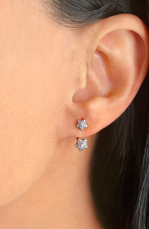 Luvmyjewelry Star Duo Sterling Silver Diamond Stud Earring In White