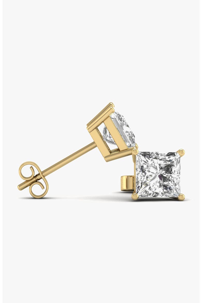 Studs 14K Gold 0.75 Carat The Princess Solitaire, Alternate, color, Yellow Gold