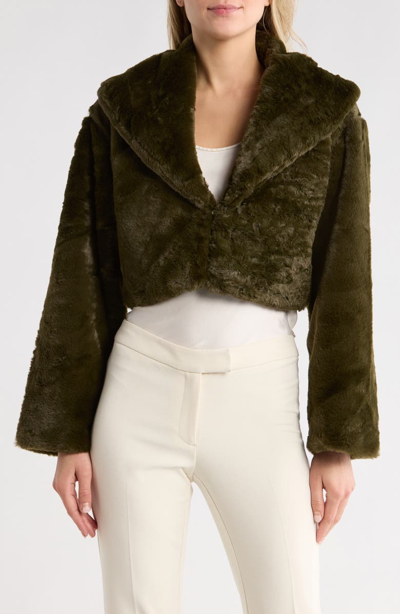 JASON WU Faux Fur Crop Jacket, Main, color, Hunter Green