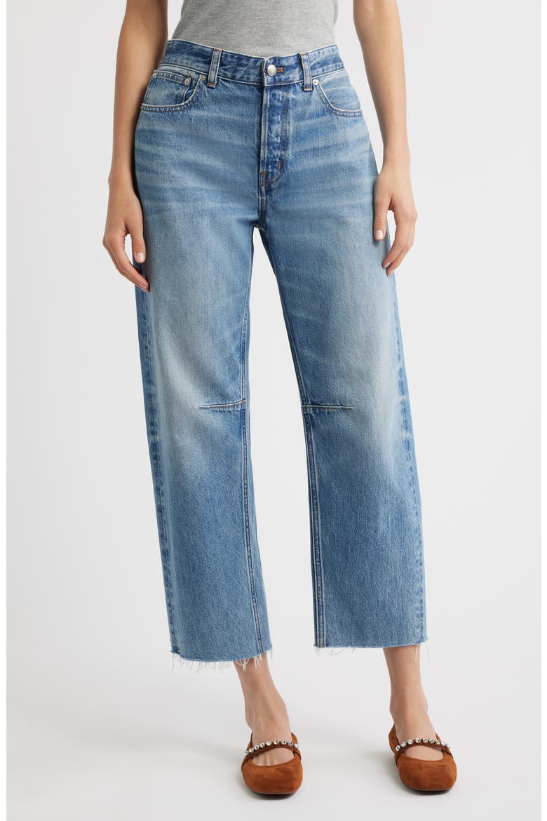 The Darted Barrel Leg Jeans: Raw Hem Edition, Main, color, HAZLETON WASH