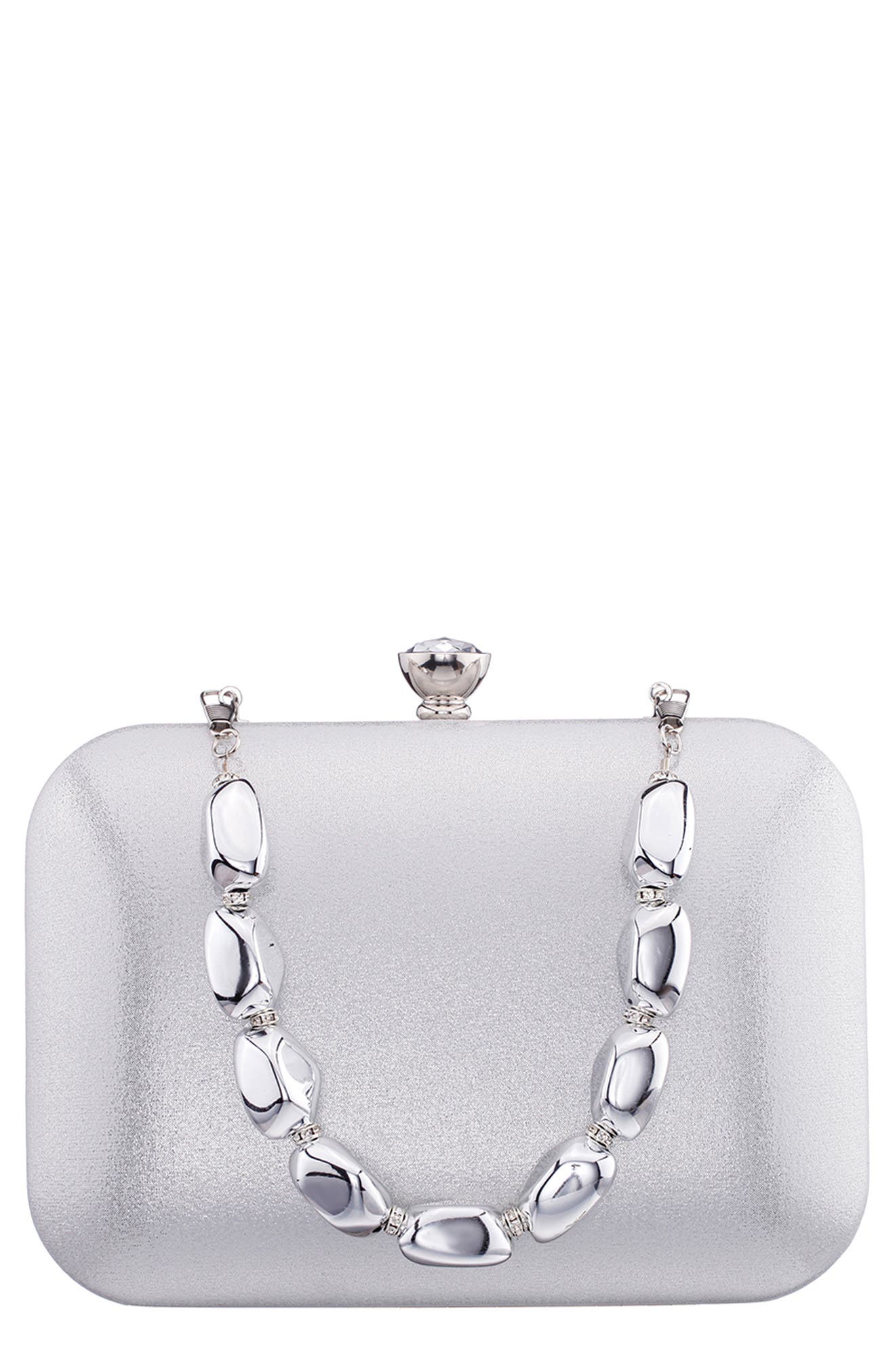 Kaela Frame Clutch, Main, color, SILVER