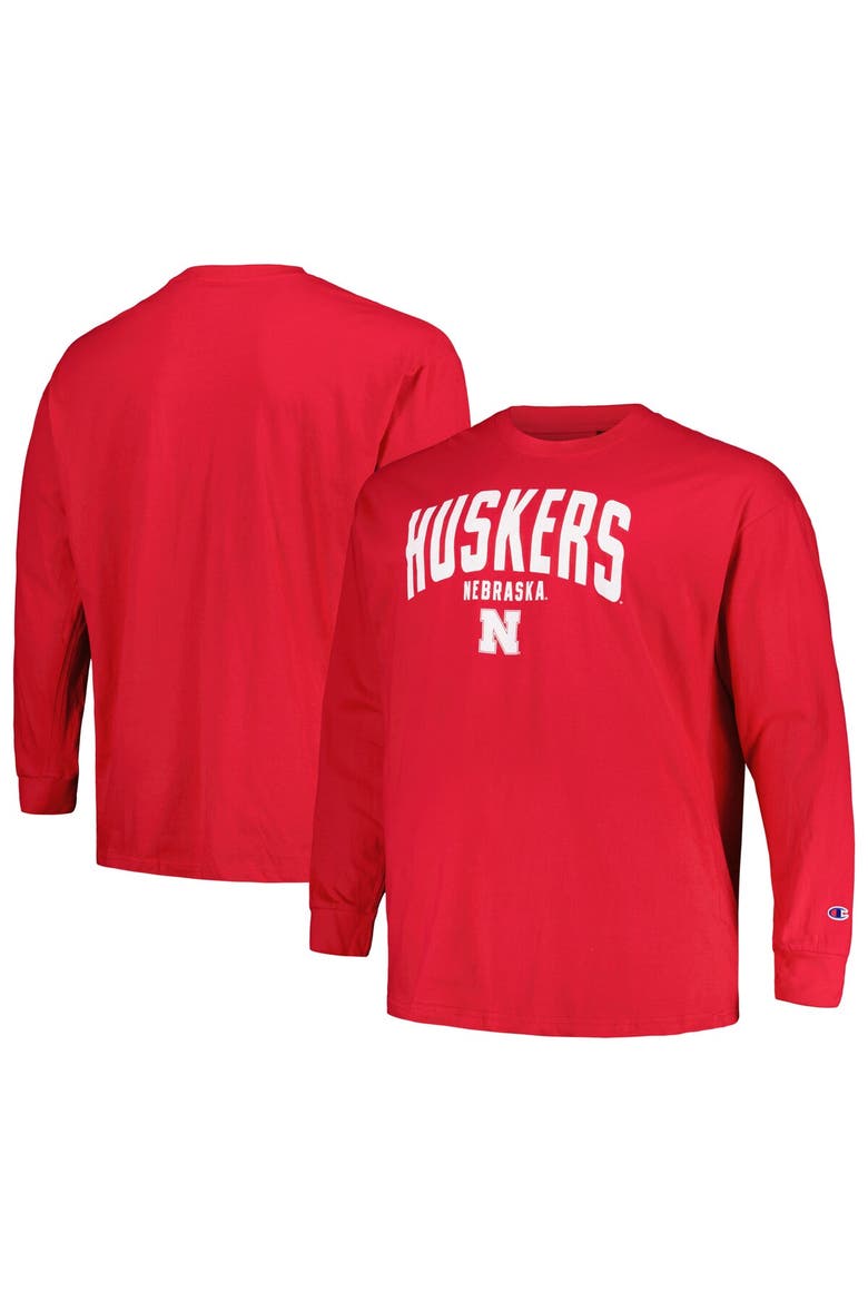 Men's Champion Scarlet Nebraska Huskers Big & Tall Arch Long Sleeve T-Shirt, Main, color, Scarlet