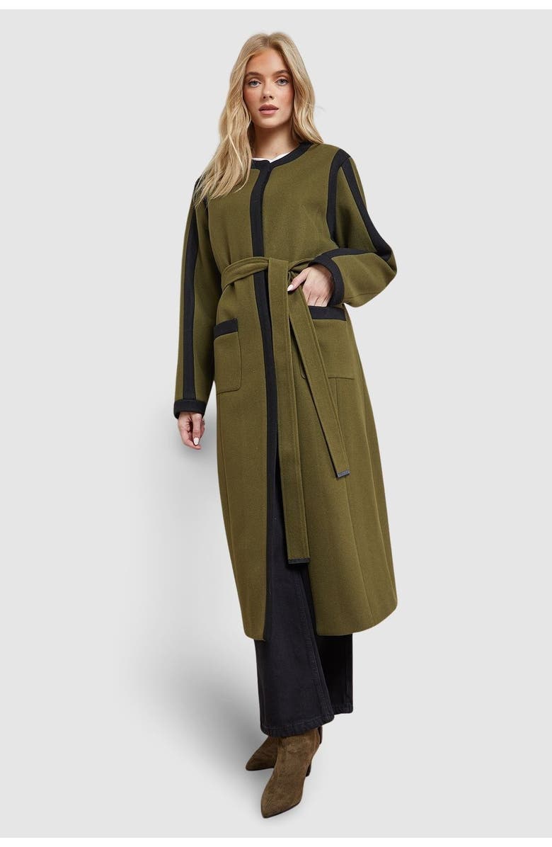 Oasis Tipped Coat, Alternate, color, Olive