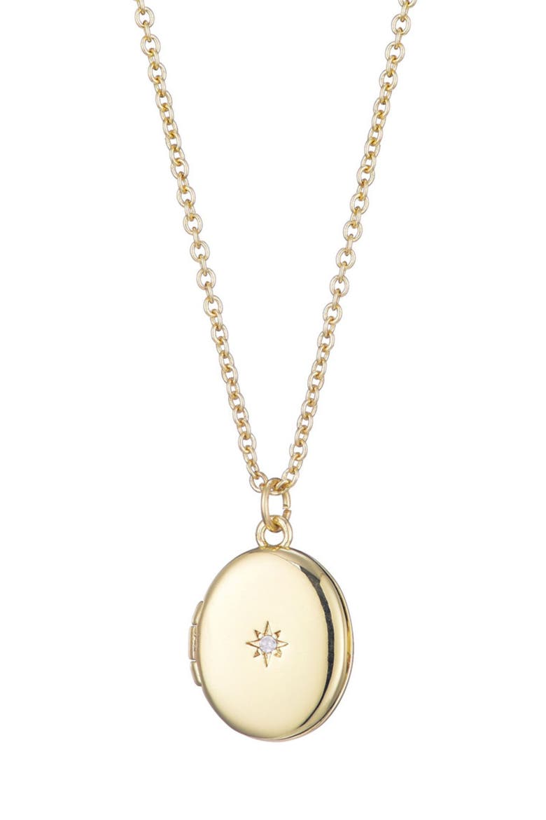 Cubic Zirconia Oval Locket Pendant Necklace, Main, color, GOLD