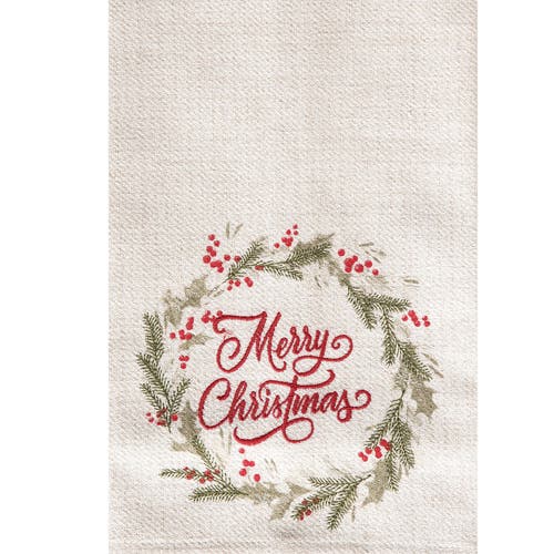 C & F Home C&f Home 27" X 18" "merry Christmas" Sentiment Holly Berry Winter Wreath Holiday Embellished Flour S In Neutral