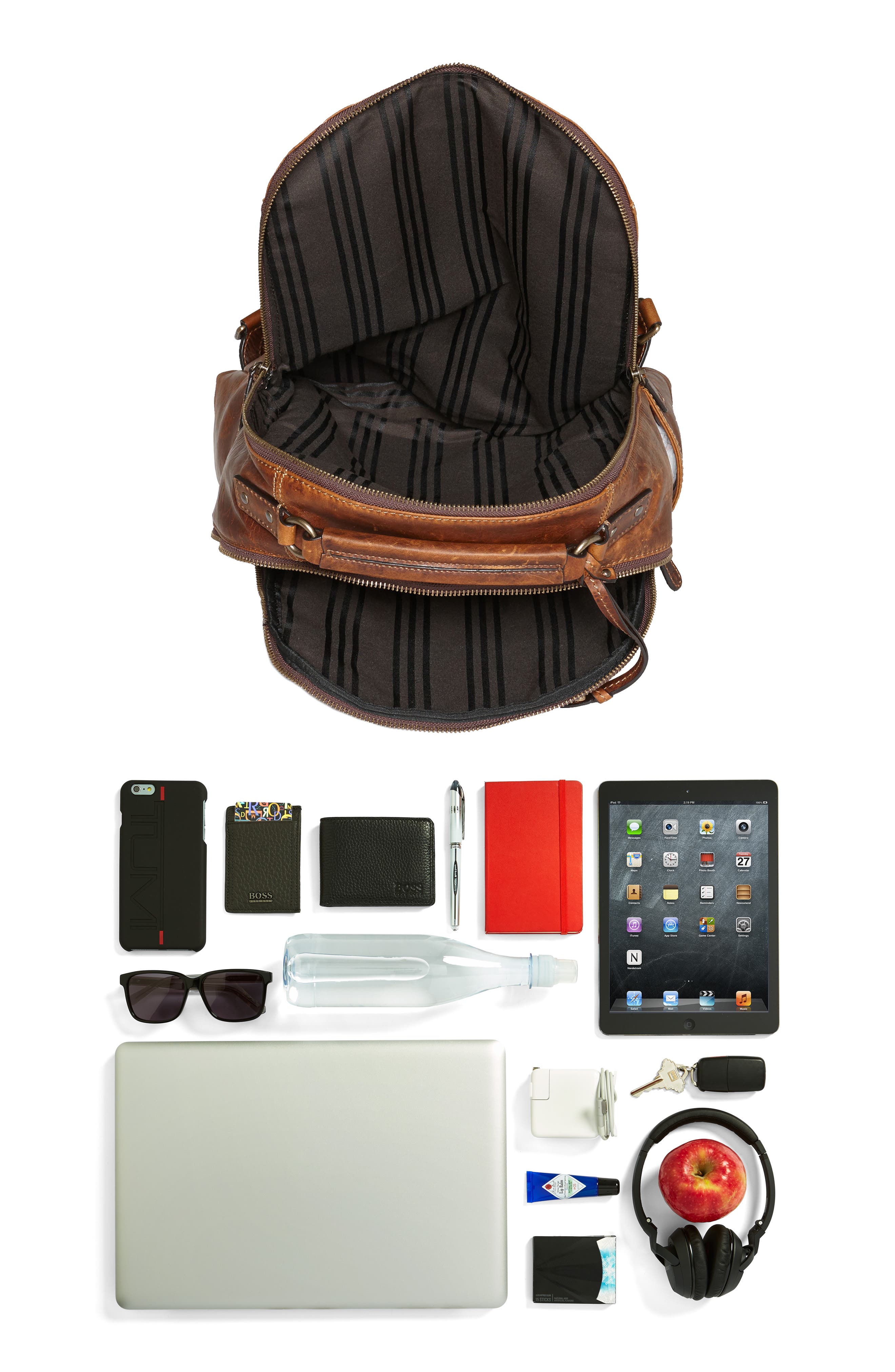 Frye 'Logan' Leather Backpack, Alternate, color, Cognac