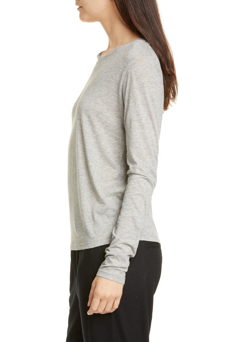 Essential Long Sleeve Crewneck Tee, Alternate, color, HEATHER GREY
