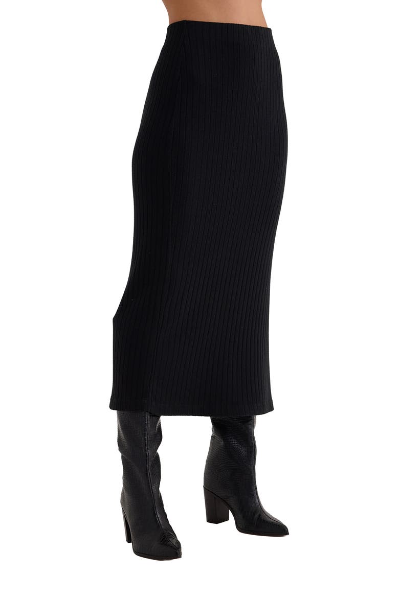 Rib Knit Midi Skirt, Alternate, color, BLACK